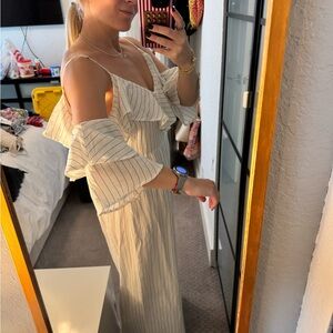 Striped Off-Shoulder Maxi Dress